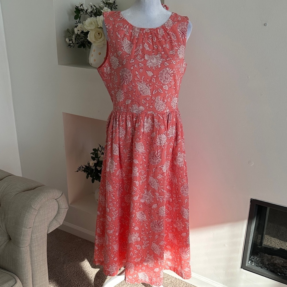 J. Crew Coral Floral Midi Dress - Picture 2 of 8